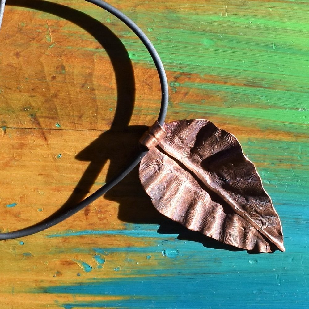 NWT Reversible Hand Forged Copper Pendant Necklace